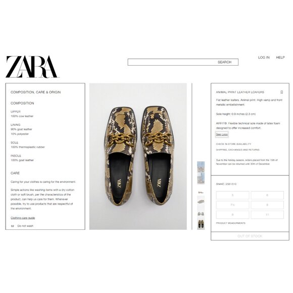 NEW Zara Animal Print 100% Leather Snakeskin Loafers, Size EU 37 - Picture 3 of 16